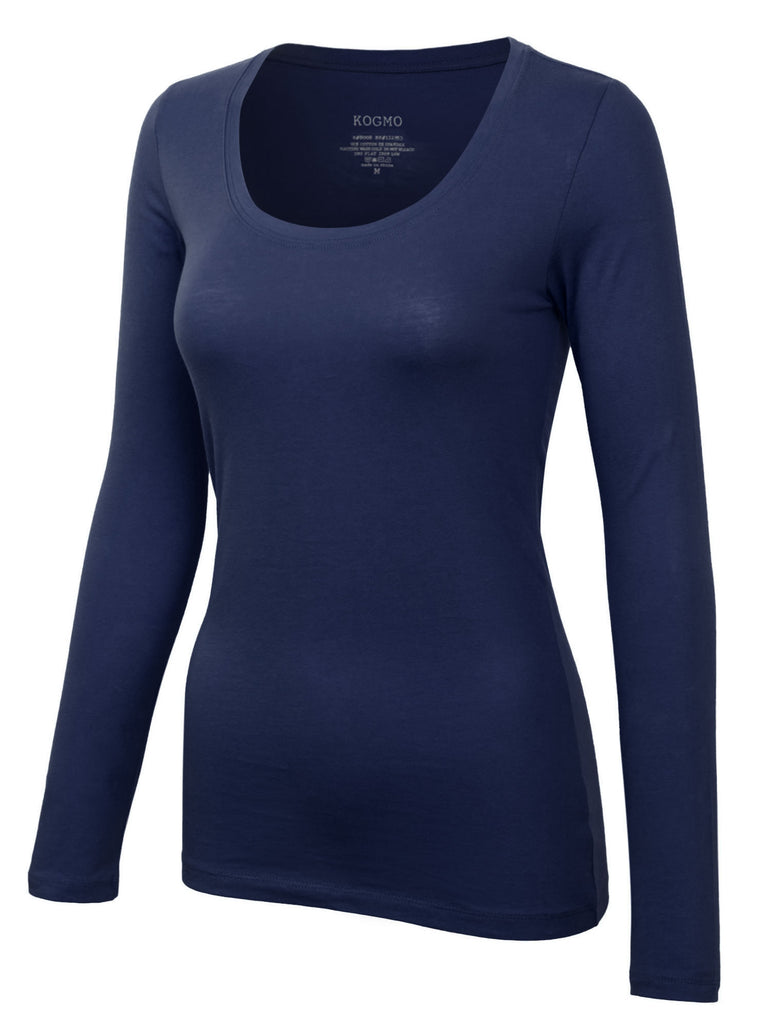 Zelos Womens Curvy Long Sleeve Shirt Scoop Neck Shoulder Strap Navy Blue 1X  NWT