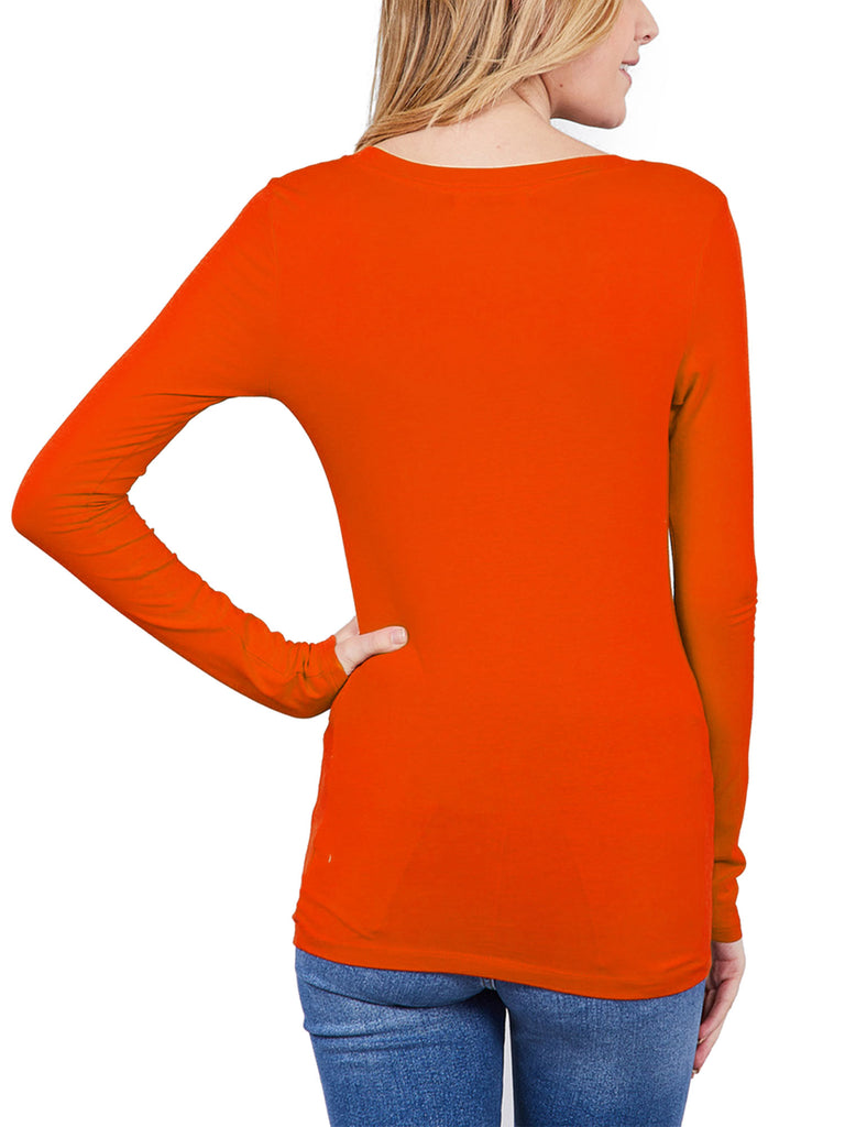 Buy KANHA FASHIONS Women's Fancy Regular Fit Printed Self Design Stylish  Polycotton Western & Casual Wear Lightweight Round Neck Long Sleeve T-Shirt  (Orange) Size :XXL Online at Best Prices in India 