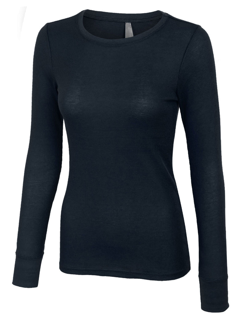 Plain Basic Round Crew Neck Thermal Long Sleeves T Shirt Top