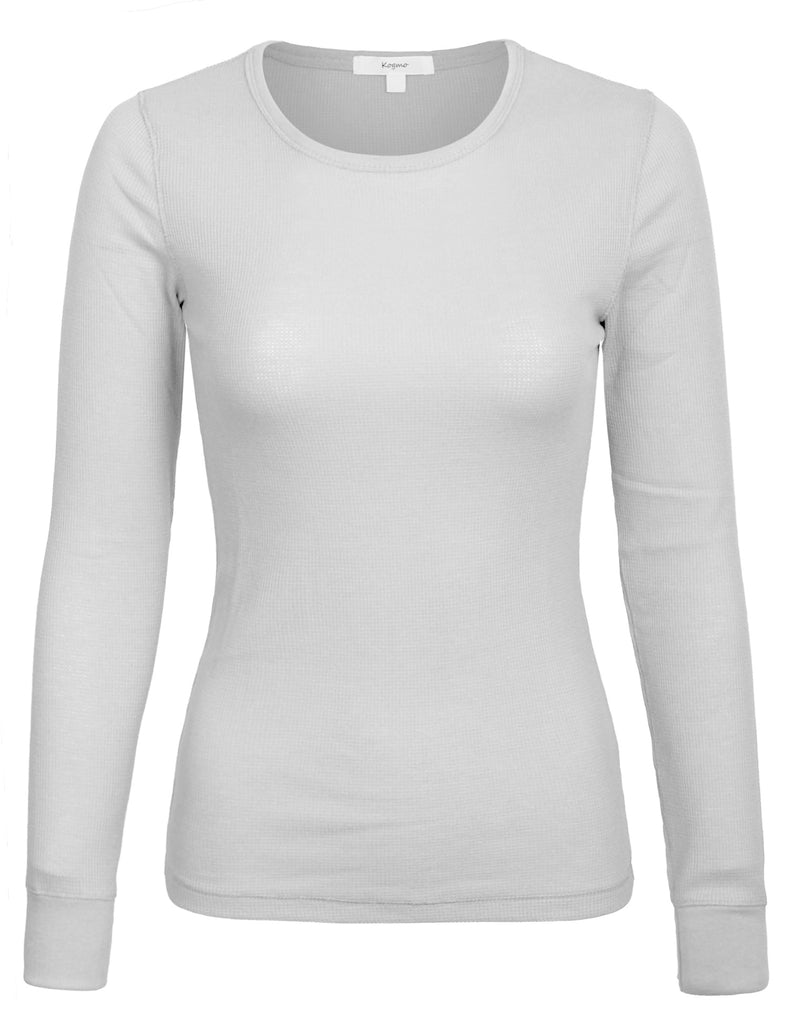 Frontwalk Ladies Base Layer Tops Long Sleeve Thermal T Shirt Solid Color  Tee Work Plain Fleece T-shirt Half Turtleneck Pullover White-B 3XL 