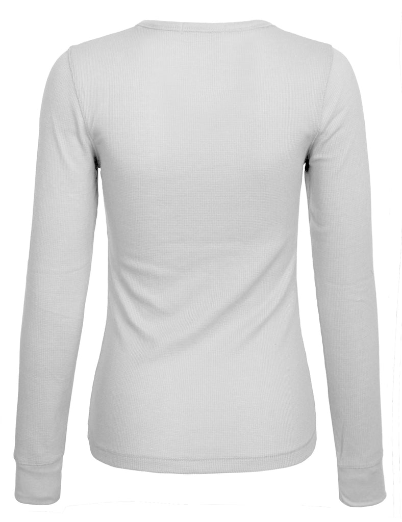 Womens Long sleeve Plain Basic Crew Neck Cotton Thermal T Shirt Top (S-3X)