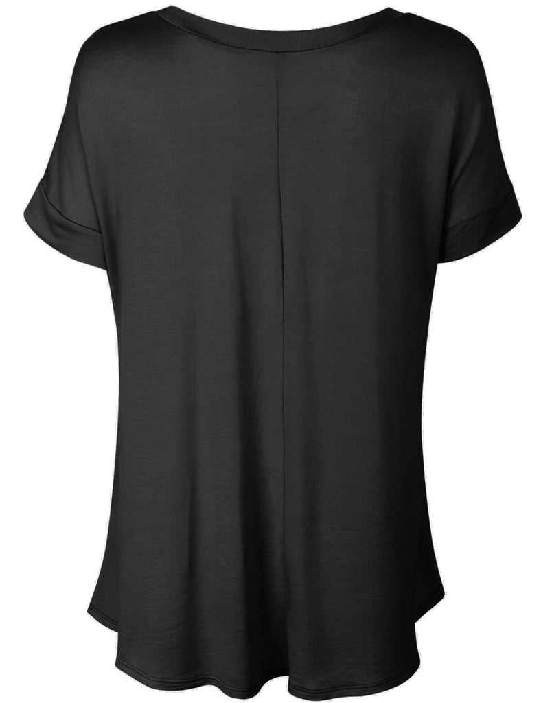 [Clearance] KOGMO Womens Boat Neck Short Sleeve Flowy Top T-shirts