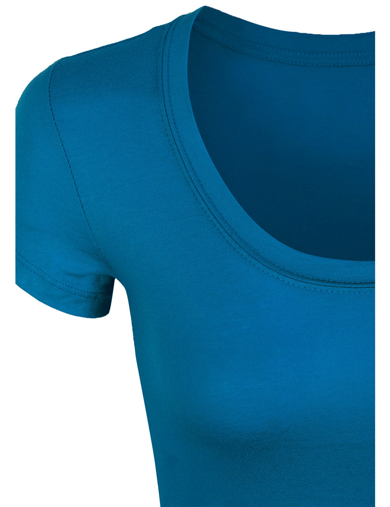 Women's Short Sleeve Basic Plain Round Neck Cotton T-Shirt Top