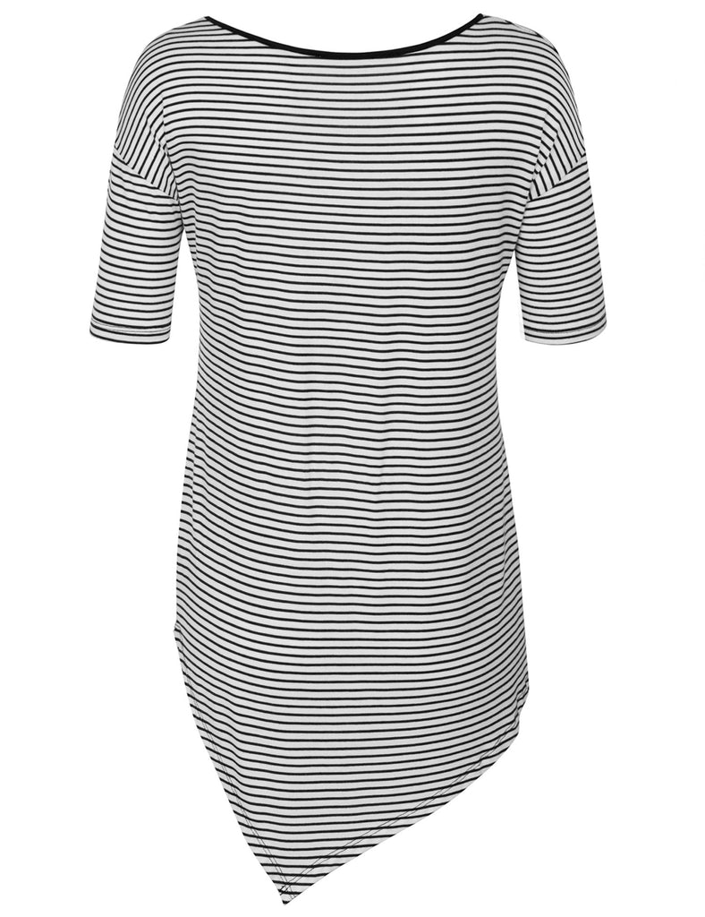 Short Sleeve Striped Asymmetrical Hemline Tunic Top