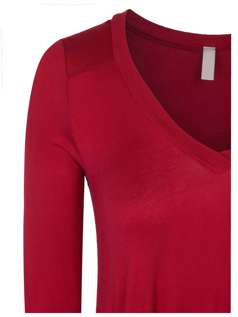 [Clearance] Womens Long Sleeve V Neck Flattering Comfortable Fit Tunic Top