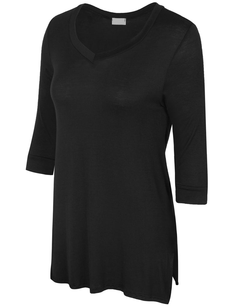 3/4 Sleeve V Neck Comfortable Fit Tunic Top
