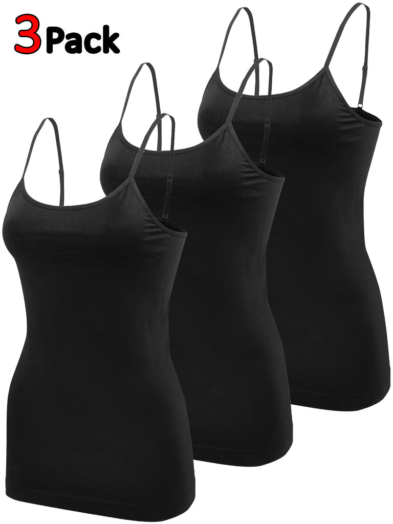 KOGMO Womens Seamless Stretchy Adjustable Strap Cami Tank Top 1-Pack or 3-Pack