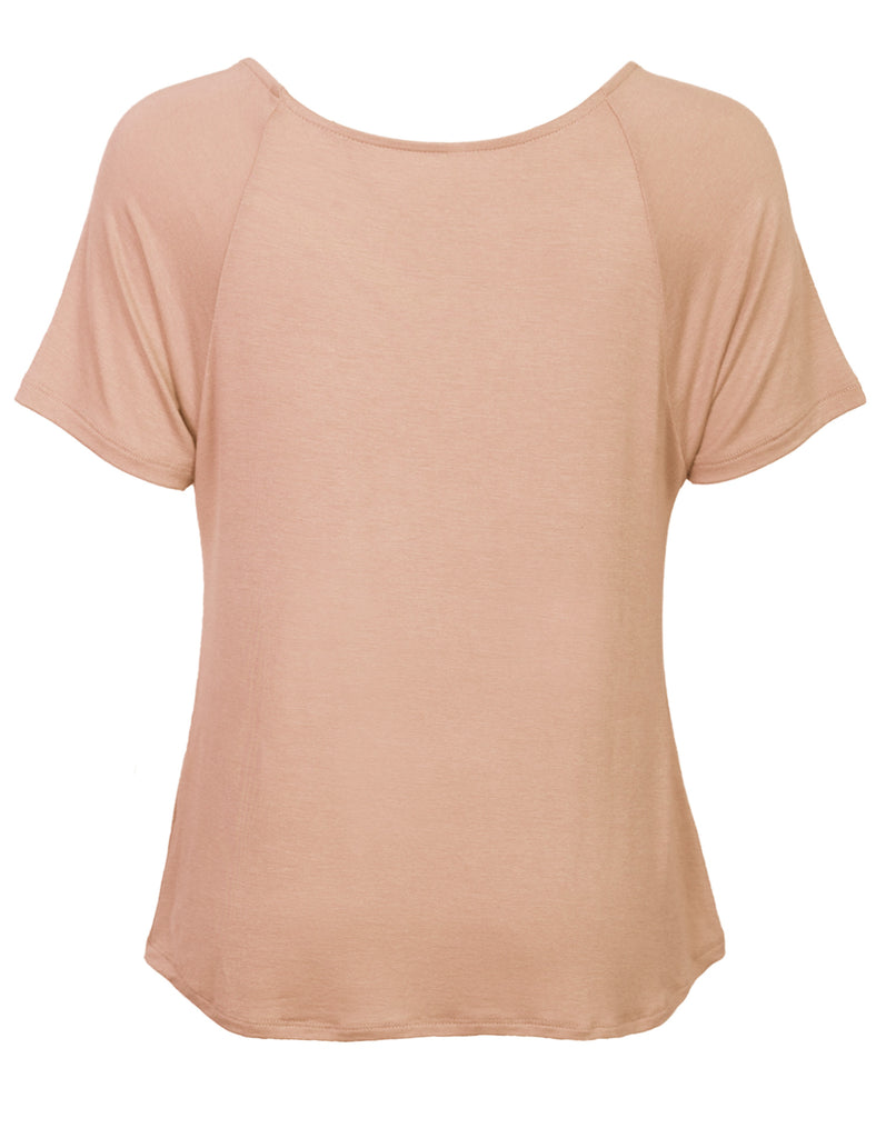 Women's Raglan Sleeve Dolman Tunic Tshirt Top with Knot on Hemline