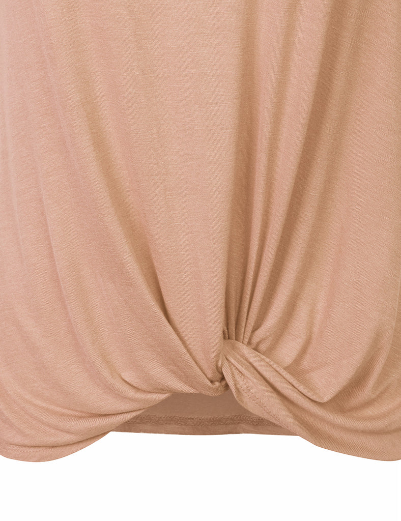 Women's Raglan Sleeve Dolman Tunic Tshirt Top with Knot on Hemline