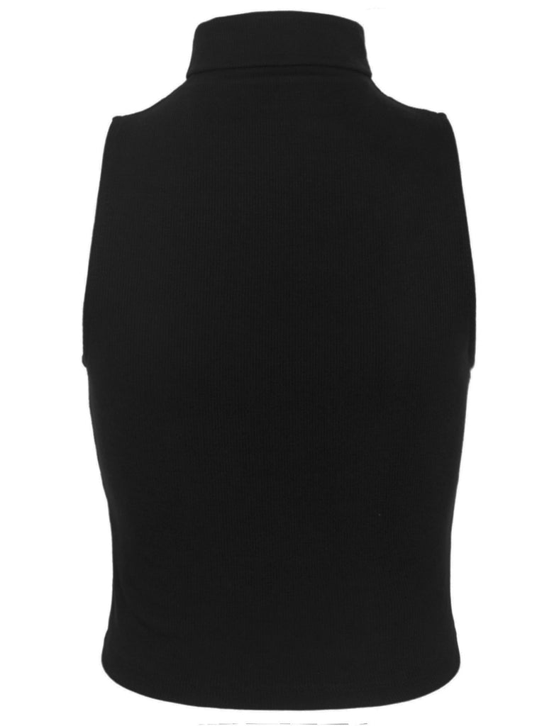 Black Turtleneck Tank Top Women's Sleeveless Ribbed Turtleneck