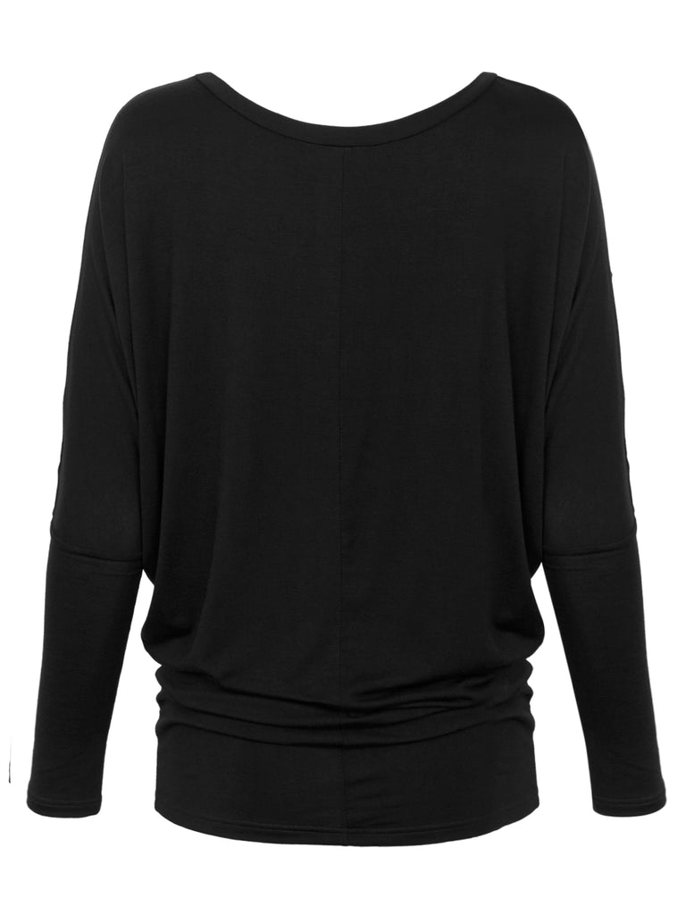KOGMO Women's Round Neck Long Sleeve Dolman Batwing Top Shirts Made in USA