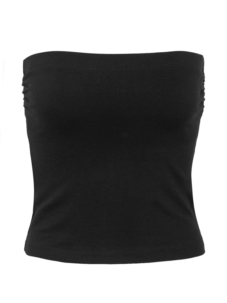 KOGMO Womens Solid Basic Fitted Cotton Tube Crop Top