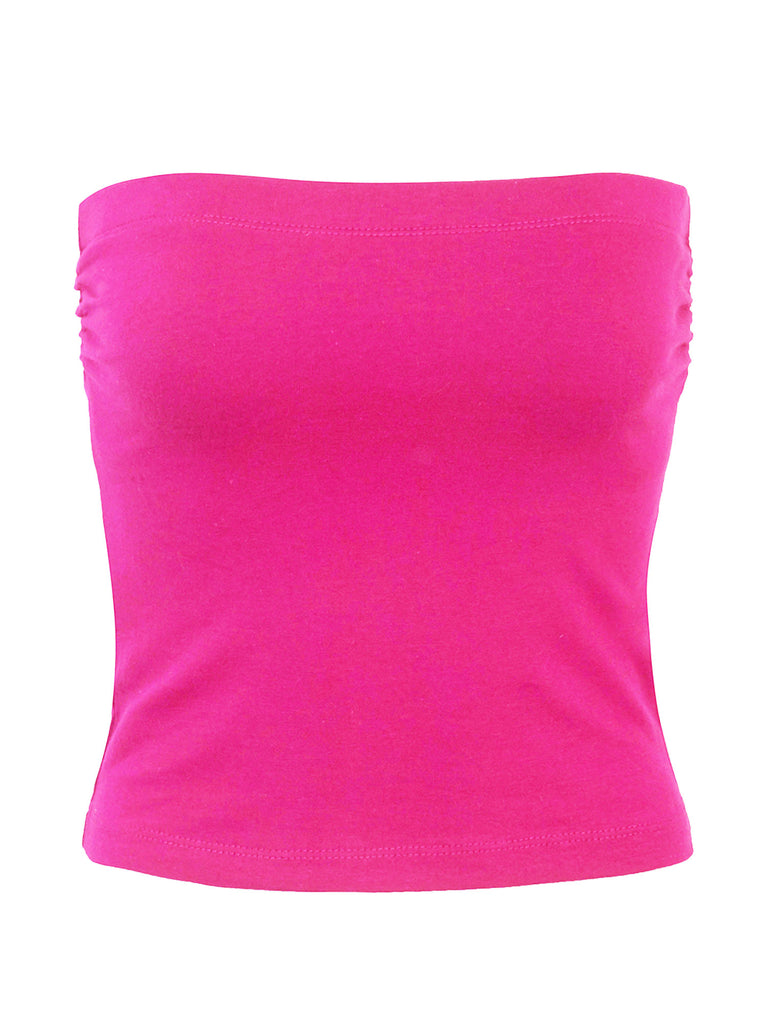 KOGMO Womens Solid Basic Fitted Cotton Tube Crop Top