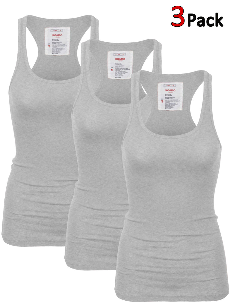 Women's Long Ribbed Rib Racerback Tank Top Cotton Stretch Quality Tuni –  Khanomak