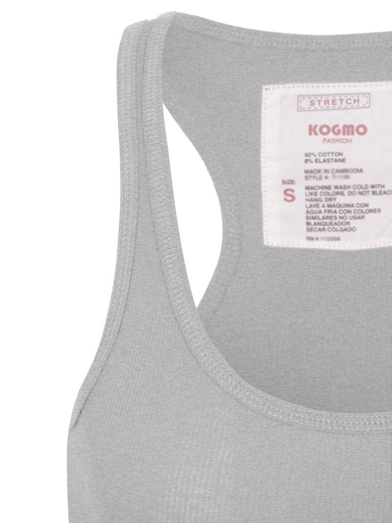 KOGMO Women's Basic Stretchy Cotton Ribbed Knit Racerback Tank Top (S
