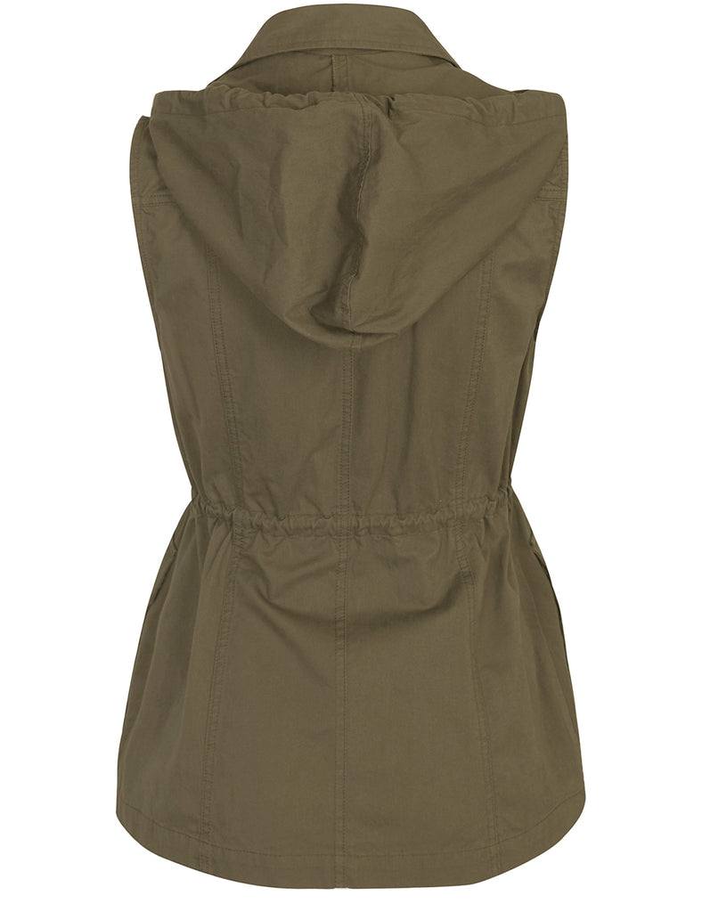 Womens Military Anorak Safari Utility Vest with Hood