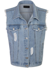 Distressed jean outlet vest