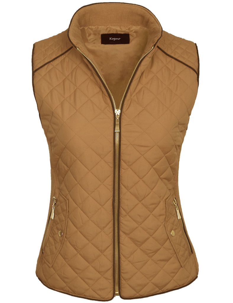 Womens Quilted Vest Fully Lined Lightweight Padded Vest Plus Size (S-3 -  KOGMO