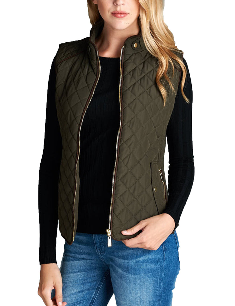 Womens Quilted Vest Fully Lined Lightweight Padded Vest Plus Size (S-3 -  KOGMO