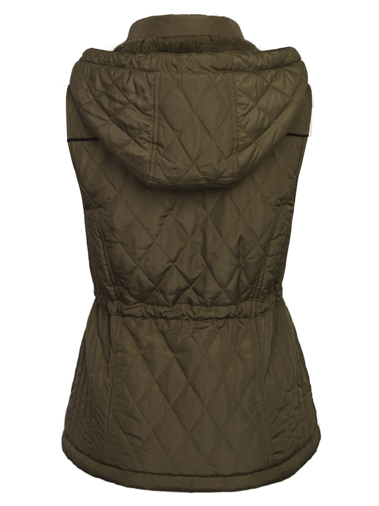 Women's Long Quilted Vest Hooded Maxi Length Sleeveless Puffer Vest