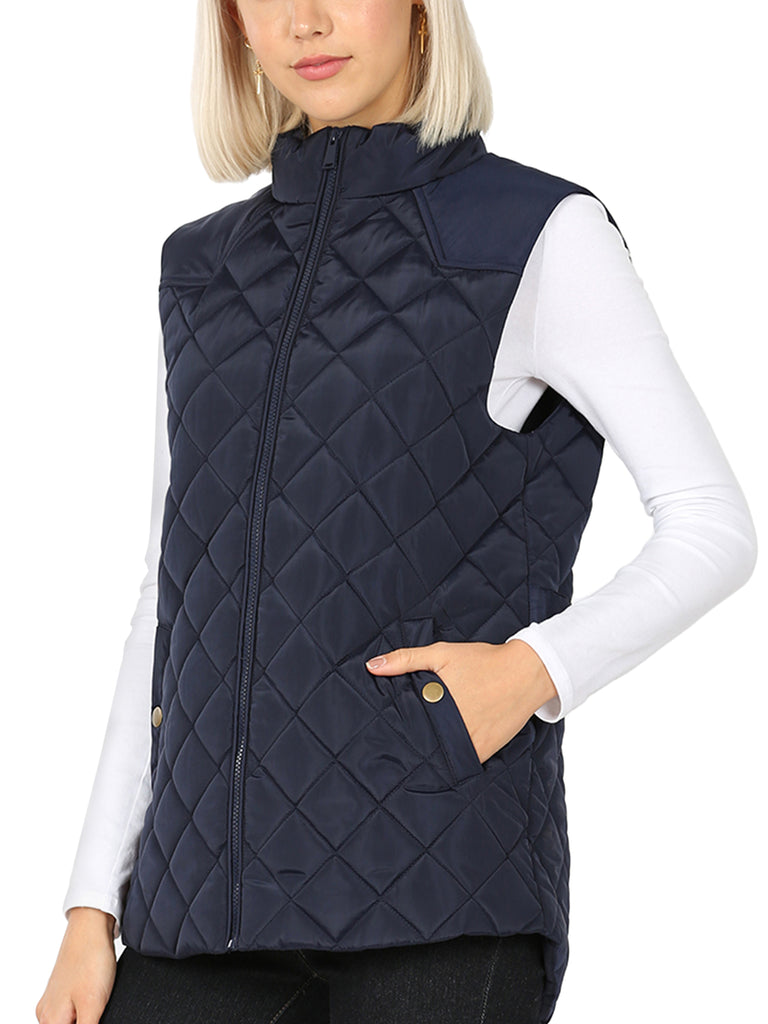 KOGMO Women's Quilted Fully Lined Lightweight Loose Fit Zip Up Padding Vest