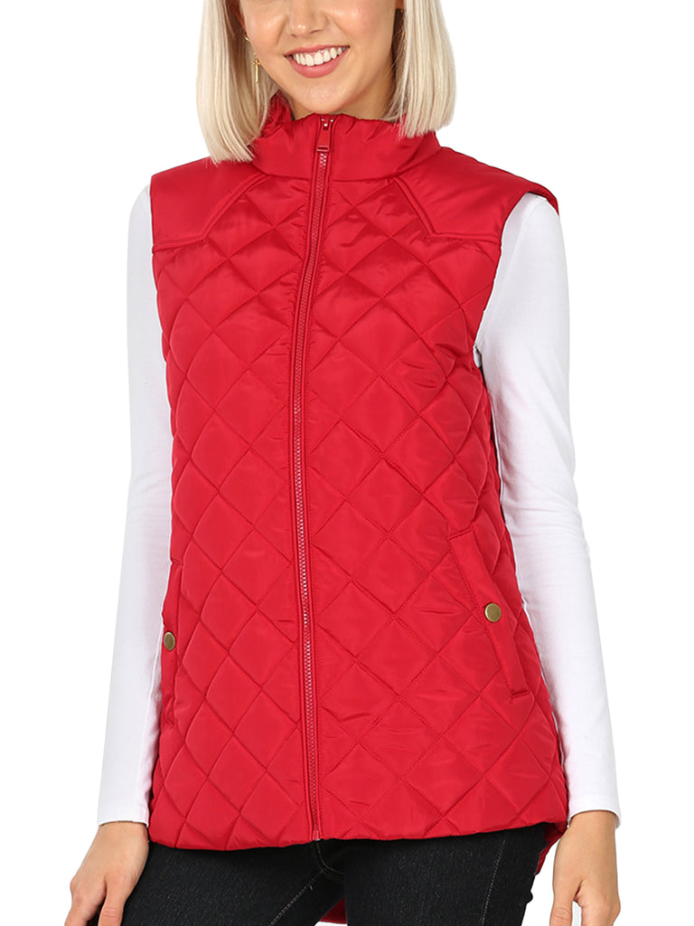 KOGMO Women's Quilted Fully Lined Lightweight Loose Fit Zip Up Padding Vest