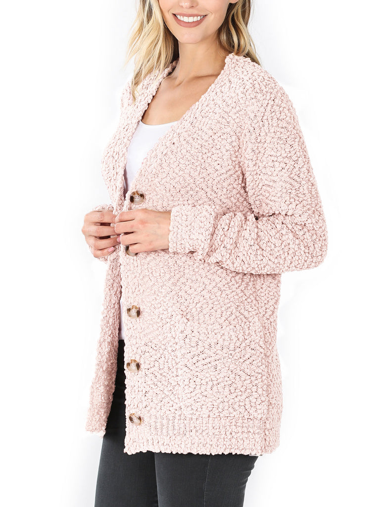 KOGMO Women's Popcorn Sweater Cardigans with Buttons and Pockets
