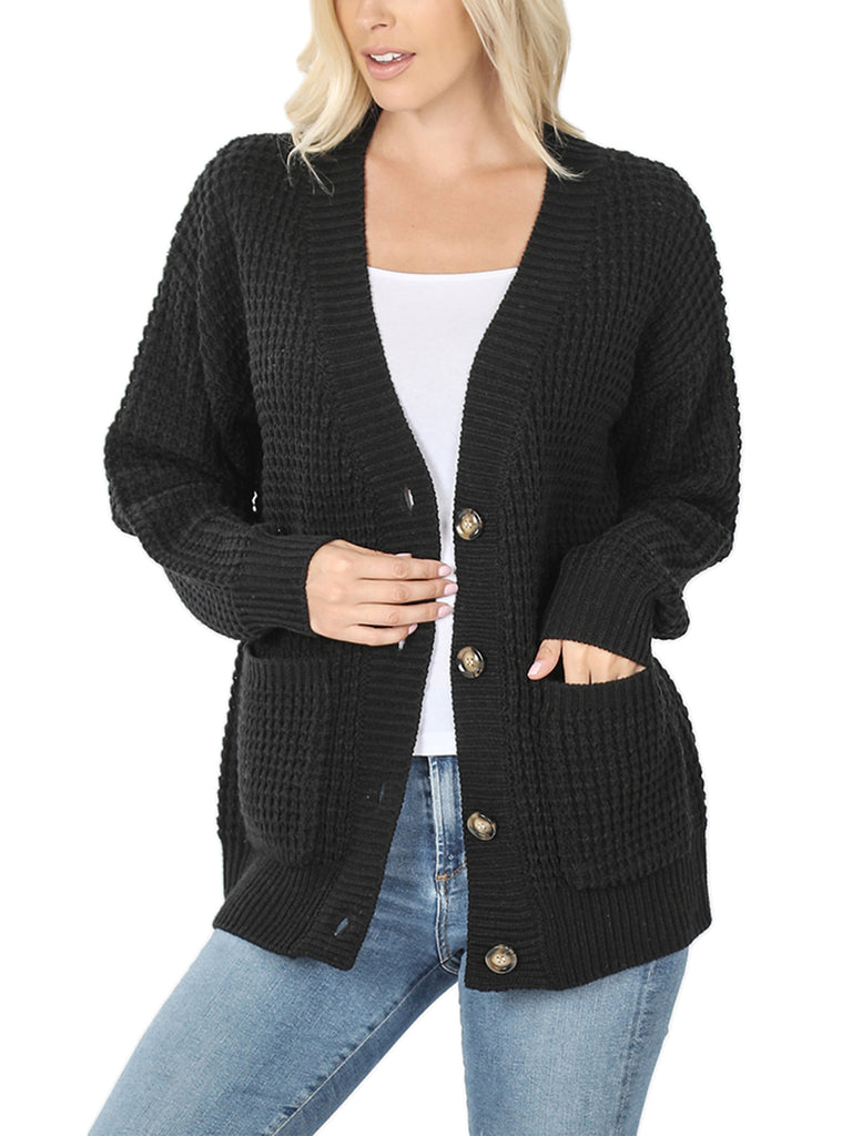 HAPIMO Rollbacks Sweater Cardigans for Women Open Front Knitted